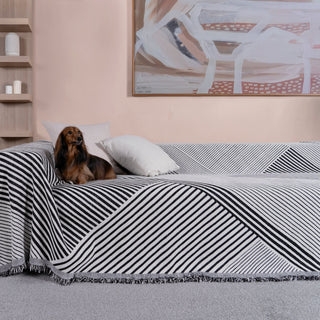 Black Geometric Reversible Comfort Sofa / Couch Cover -Final Sale