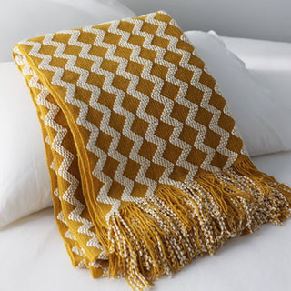 Chevron Patterned Fringe Throw Blanket