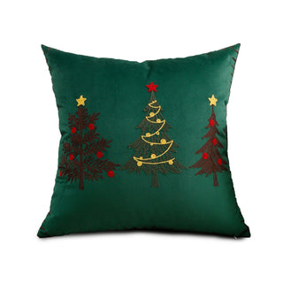 Christmas Embroidered Throw Pillow Festive Tree & Reindeer Design for Cozy Holiday Decor