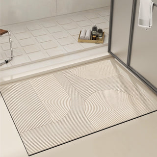 Easy Clean Rug Curved Geometry Non-Slip Quick-Drying Bath Mat