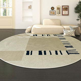 Easy Clean Rug Geometric Block Round Spillproof Pet Friendly Modern Living Room Round Rug