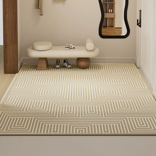 Easy Clean Rug Geometric Maze Durable Non-Slip Pet-Friendly Minimalist Indoor Area Outdoor Doormat