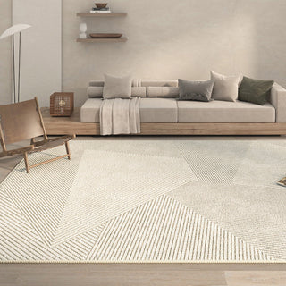 Easy Clean Rug Geometric Texture Spillproof Pet-Friendly Living Room Large Area Rug