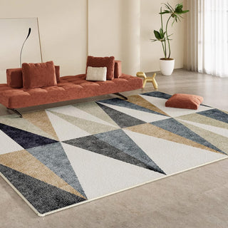 Easy Clean Rug Geometric Triangular Plush Modern Area Rug