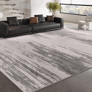 Easy Clean Rug Modern Brushstroke Spillproof Pet-Friendly Minimalist Living Room Area Rug