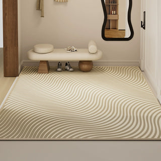 Easy Clean Rug Wavy Lines Pattern Durable Non-Slip Pet-Friendly Minimalist Indoor Area Outdoor Doormat