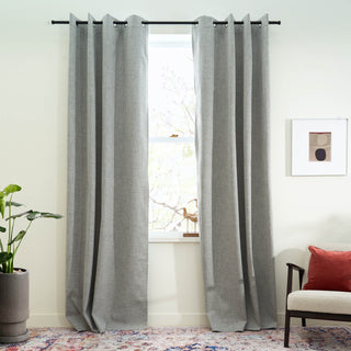 Contemporary Faux Linen Blackout Blackout Scratch-Resistant Window Curtains