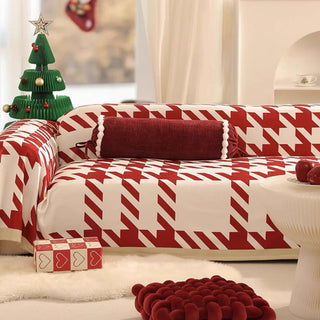 Festive Houndstooth Sofa/Couch Cover