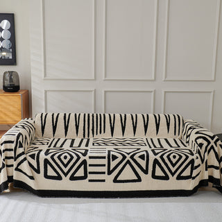 Geometric Pattern Plush Sofa Cover