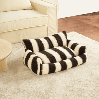 Plush Stripes Dog & Cat Sofa with Cushions