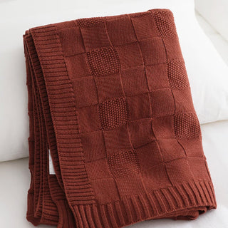 Textured Grid Knit Throw Blanket