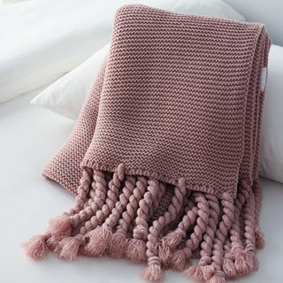 Cozy Chunky Knitted Tassel Throw Blanket