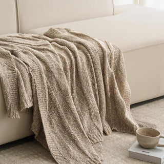 Cozy Ribbed Boucle Throw Blanket