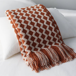 Chevron Patterned Fringe Throw Blanket