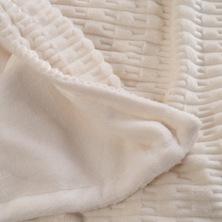 Warm Faux Fur Throw Blanket Set – Striped