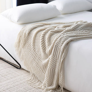 Textured Fringe Throw Blanket