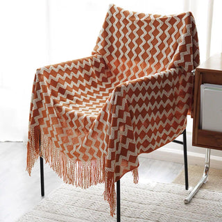 Chevron Patterned Fringe Throw Blanket