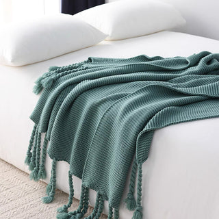 Cozy Chunky Knitted Tassel Throw Blanket