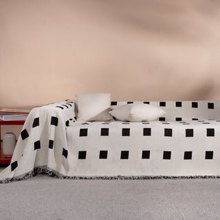 Checkered Onyx Reversible Comfort Sofa / Couch Cover -Final Sale