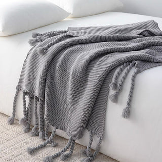 Cozy Chunky Knitted Tassel Throw Blanket