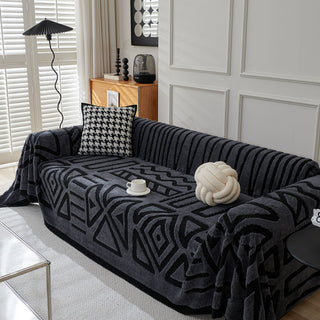 Geometric Pattern Plush Sofa Cover