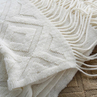 Boho Diamond Fringed Throw Blanket