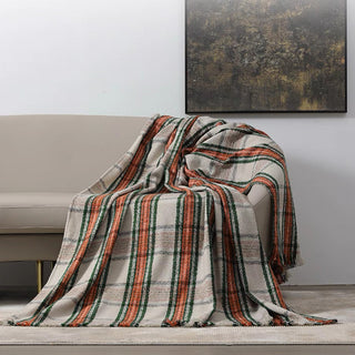 Chenille Rustic Plaid Patterned Throw Blanket