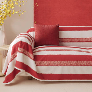 Christmas Classic Red White Striped Sofa Cover for a Cozy Holiday Vibe