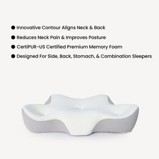 Contour Ergonomic Memory Foam Pillow for Neck Back Pain Relief Design for Better Sleep