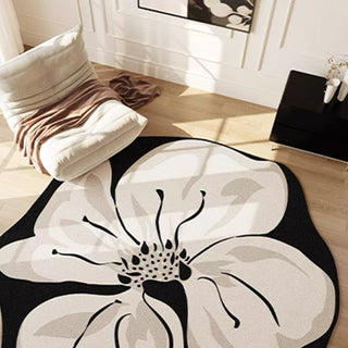 Easy Clean Rug Grande Fleur Artistic Spillproof Pet-Friendly Modern Living Room Plush Round Rug