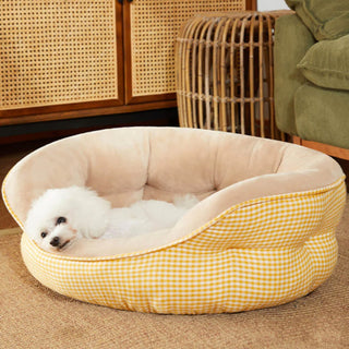 Extra Heightened Warm Surround Plaid Dog & Cat Bed