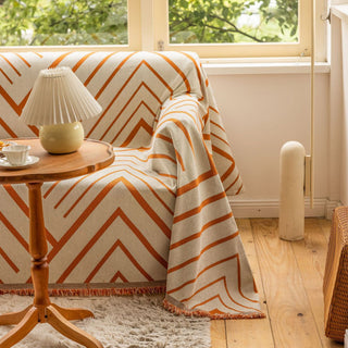 Geometric Rust Chevron Sofa Cover