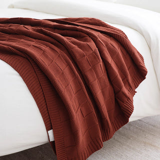 Textured Grid Knit Throw Blanket