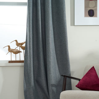 Modern Textured Linen Insulated Darkening Blackout Scratch-Resistant Window Curtains