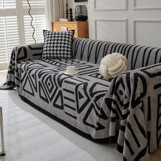 Geometric Pattern Plush Sofa Cover