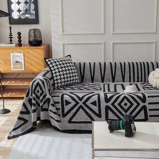 Geometric Pattern Plush Sofa Cover