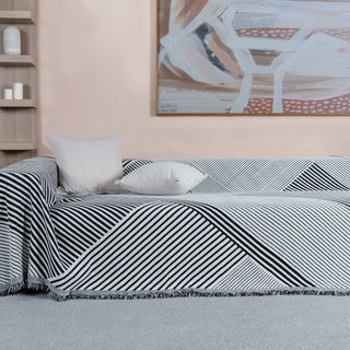 Black Geometric Reversible Comfort Sofa / Couch Cover -Final Sale