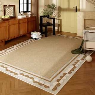 Easy Clean Rug Caramel Glaze Border Harmony Spillproof Pet-Friendly Modern Living Room Plush Area Rug