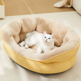 Extra Heightened Warm Surround Plaid Dog & Cat Bed