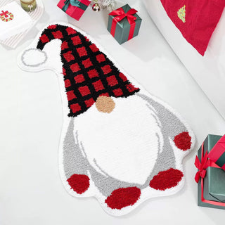 Festive Christmas-Themed Rug with Santa, Trees, and Snowmen for Holiday Cheer