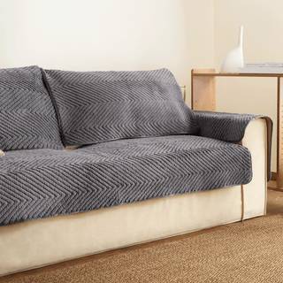 Plush Herringbone Sofa Cover