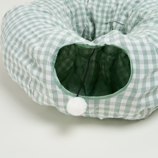 Tartan Foldaway Cat Tunnel & Bed