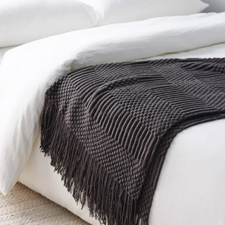 Textured Fringe Throw Blanket