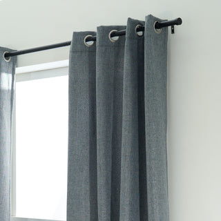 Modern Textured Linen Insulated Darkening Blackout Scratch-Resistant Window Curtains