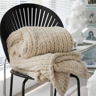 Ultra-Soft Chenille Ribbed Plush Throw Blanket