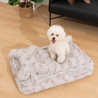 Warming Fluffy Bone Cloud Shape Calming Dog Bed