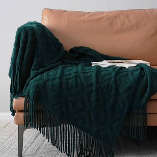 Boho Diamond Fringed Throw Blanket