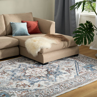 Waterproof Classic Blue Persian Lightweight Rug