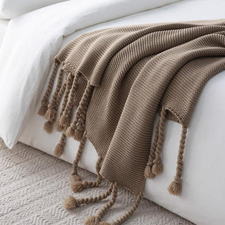 Cozy Chunky Knitted Tassel Throw Blanket