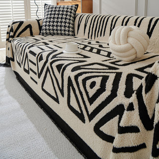 Geometric Pattern Plush Sofa Cover